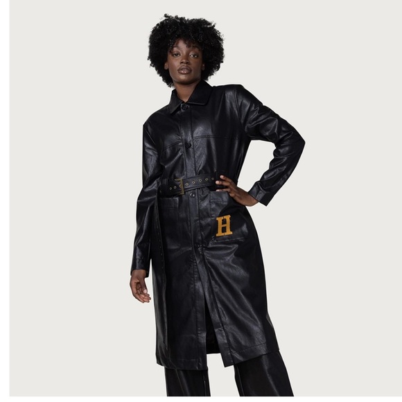 NWT HONOR THE GIFT WOMEN VEGAN TRENCH COAT (BLACK) size L - Picture 4 of 9